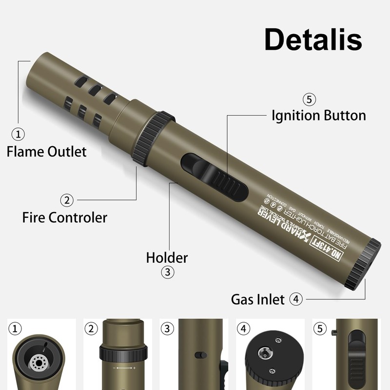 Camping Torch Lighter, Windproof Bright Fire Lighter with Safety Lock,