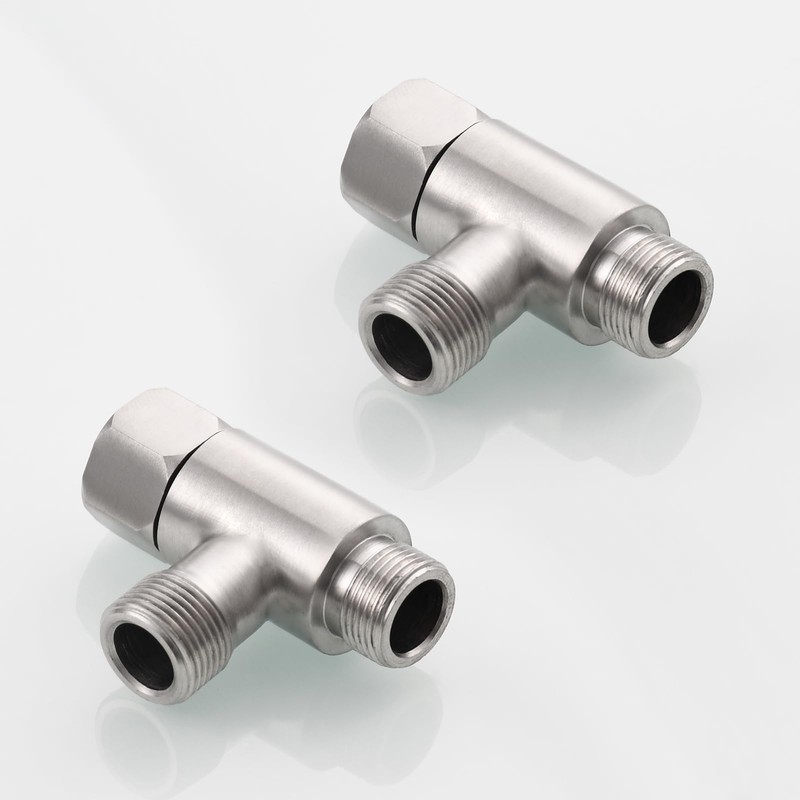 Tecmolog 2 PCS 3/8" Tee Fittings Water Line Splitters Stainless