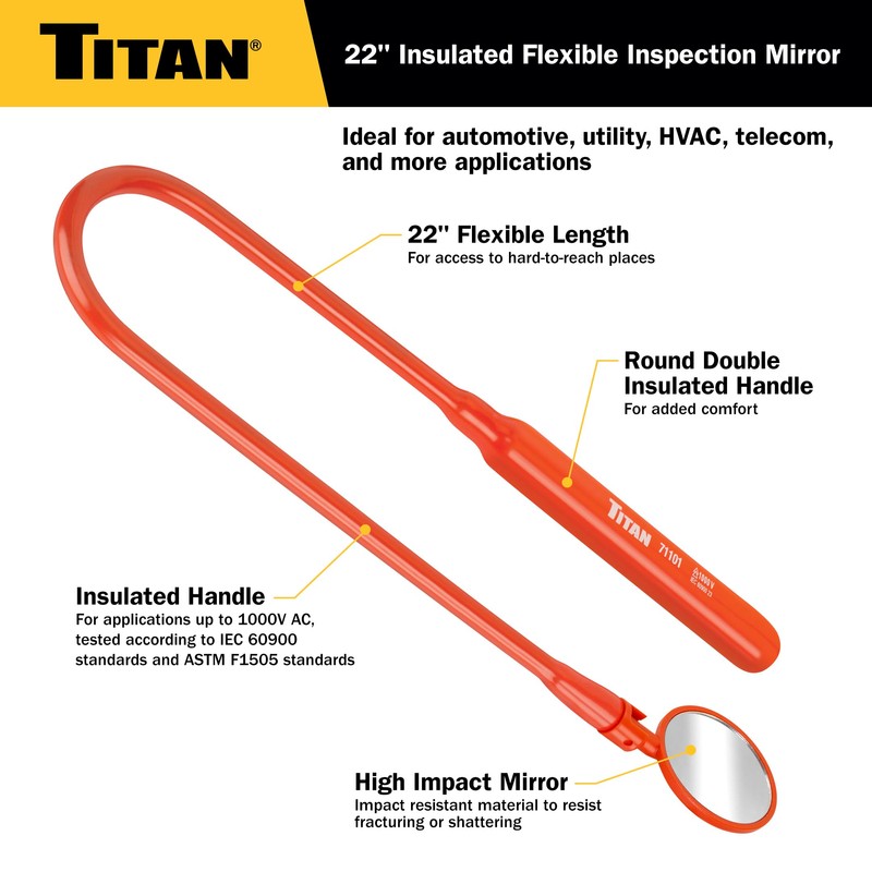 Titan 71101 22-Inch Insulated Flexible Inspection Mirror