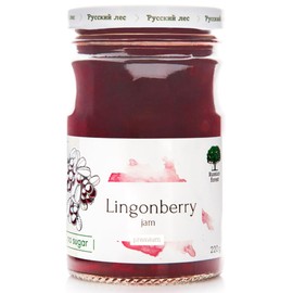 Russian Forest All Natural Lingonberry Premium Jam No Added Sugar, GMO or Preservatives 220g/ 7.76oz