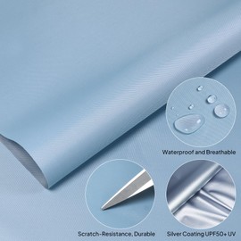 Waterproof Sun-Protection Fabric UPF50+ UV-Resistant Blackout Fabric, Lightweight Durable Ripstop Material 90% Sun Shade Fabric for Tarp Tent Poncho Rainfly Pack, 60" Wide by 36" Sky-Blue