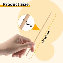 Bamboo Skewers, 200 Pcs 6 Inch Wooden Skewers for Appetizers, Barbecue, Shish Kabob, Fruits, Mushroom, Sandwich