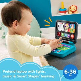 Fisher-Price Baby & Toddler Toy Laugh & Learn Let’s Connect Laptop Pretend Computer with Smart Stages for Infants Ages 6+ Months​