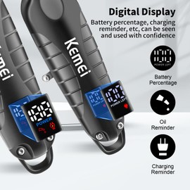 KEMEI Professional Hair Clippers for Men, Cordless Barber Clippers Set and Trimmers Kit, Rechargeable Electric Foil Shaver & Beard Trimmer, Men's Facial Grooming, Hair Cutting Tools, Gifts for Men