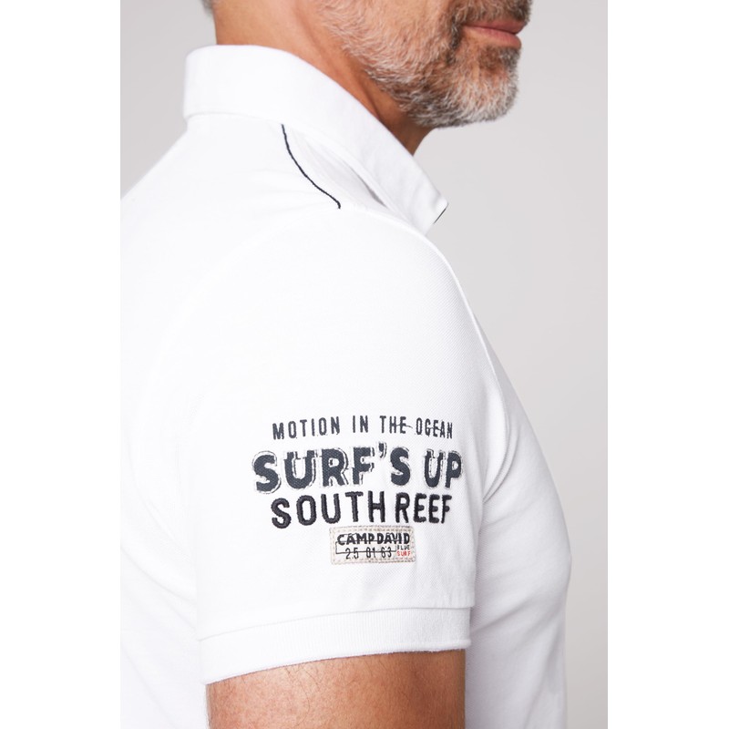 Camp David Men's Pique Polo Shirt with Prints and Embroidery,