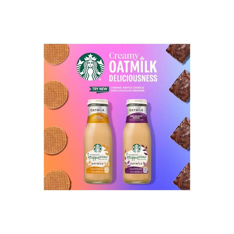 Starbucks Oatmilk Frappuccino, Coffee Drink, Caramel Waffle Cookie Oat Milk,