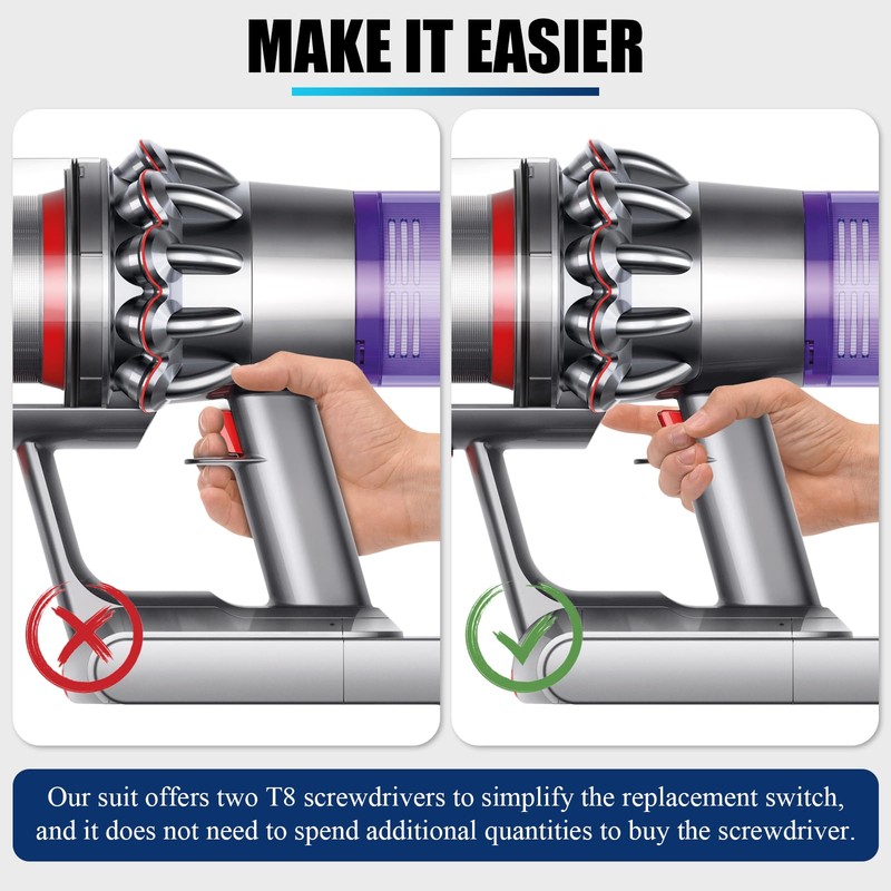 V11 V10 Reinforced Switch for Dyson, Replacement Switch Set, Fixation