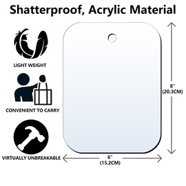 Shower Mirror Fogless for Shaving, (Medium 6 in x8 in)Fogless Mirror for Shower,Plastic Small Wall Mirrors for Locker Mirrors,Unbreakable Shower Little miroir,Camping Trip miroir,Bathroom Wall Hanging