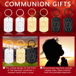 Miss Chipmunk Initial Keychain Gifts for Men,Football Letter Dog Tag Mens Keychain,Mens Accessories Christmas Gifts(Black A)