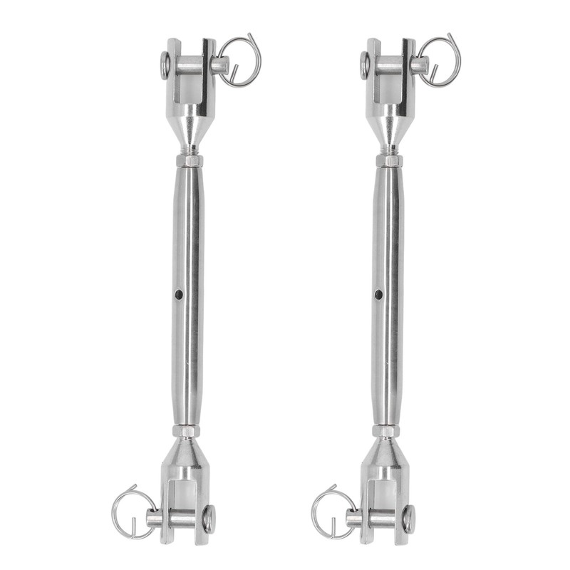 2PCS M8 Thread Stainless Steel Turnbuckle Wire Rope Tensioner Marine