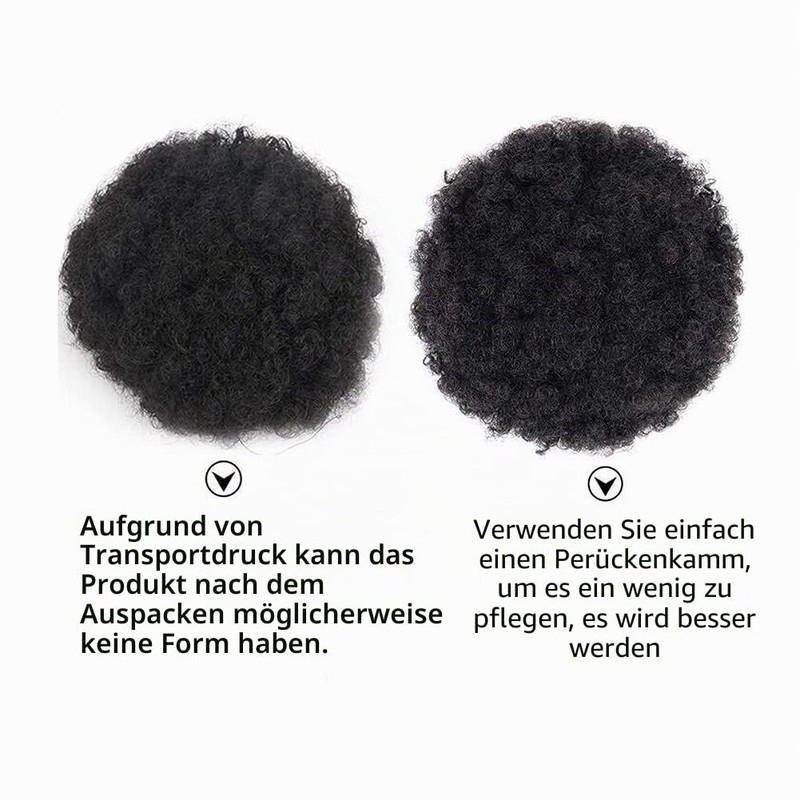 Afro Puff Drawstring Ponytail Synthetic Curly Natural Extension Hairpieces (Black-1)