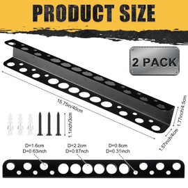 Otoolling 2 Pack 15.75 Inch Screwdriver Organizer Heavy Duty Wall Mount Metal Pliers Rack Holder Hand Tool Organizers and Storage Rack Peg Board for Screw Driver Pliers Garage Workshop Tool Chest Cart