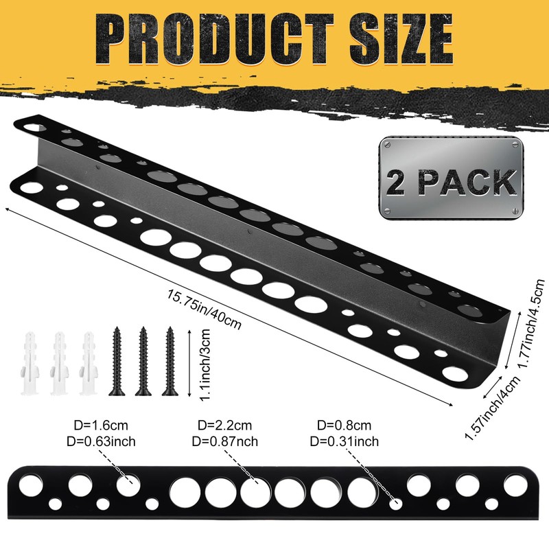 Otoolling 2 Pack 15.75 Inch Screwdriver Organizer Heavy Duty Wall