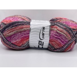 Pink Brown Red + Sock Varicolor Yarn - Ice Yarns Superwash Merino Wool, Nylon, 100 Gram (3.53 oz) 420 Meters (459 Yards)