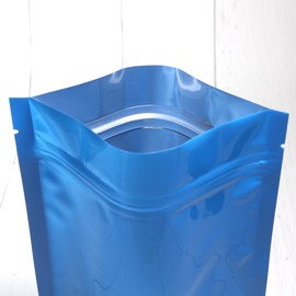 Double-Sided Matte/Glossy Color with Clear Round Window Stand-Up Pouch (100 Bags/Pack) (4.7" x 7.1", Glossy Blue)