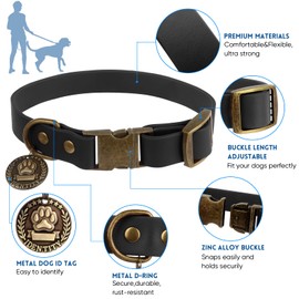 Wisedog Dog Collar and Leash Set Combo: Adjustable Pet Collars with Dog Leashes for Small Medium Large Dogs, Includes 1 Bonus of Poop Bag Holder (S(Collar:10"-14";Leash:4 ft), Black)