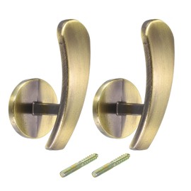 sourcing map 2Pcs Curtain Holdback, Aluminum Alloy Wall Mounted Drapery Tiebacks Holder Curtain Hooks for Living Room Bedroom Office (Bronze)