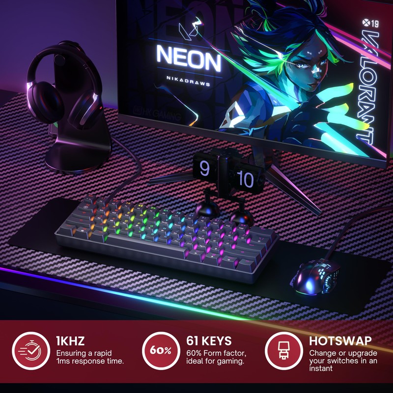 HK GAMING GK61 60% v3 | Hotswap Mechanical Gaming Keyboard