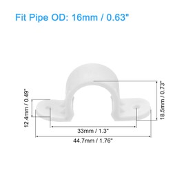 sourcing map 12Pcs PVC Pipe Straps, 16mm(5/8") Plastic Conduit Strap 2 Holes PVC Pipe Mounting Bracket for PVC Pipe Conduit and Cables, White