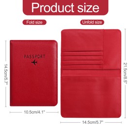 Passport Covers,RFID Blocking Passport Travel Book Holder Cover Case,H HOME-MART PU Leather Document Organizer Protector,for Credit & ID Cards, Boarding Passes,Red