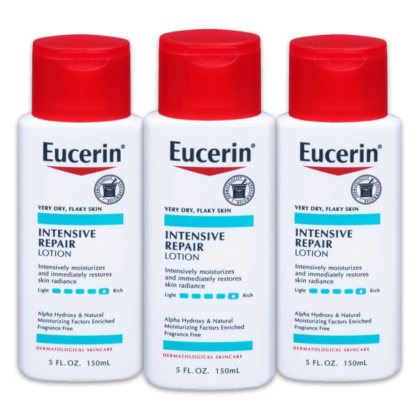 Eucerin Intensive Repair Lotion - Rich Lotion for Very Dry, Flaky Skin - 5 fl. oz. Bottle (Pack of 3)