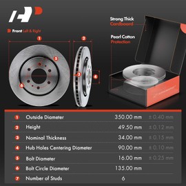 A-Premium 13.78 inch (350mm) Front Vented Disc Brake Rotors + Ceramic Brake Pads Kit Compatible with Select Ford and Lincoln Models - For F-150 10-20, Expedition 10-21, Navigator 10-20, 6-PC Set