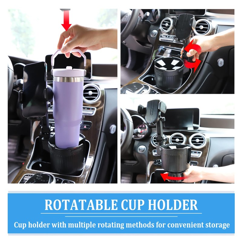 Car Cup Holder Expander with Phone Holder for Vehicles -