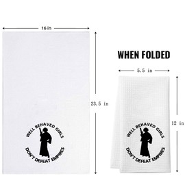 ZJXHPO Movie Inspired Kitchen Towel Princess Leia Waffle Absorbent Towel Well Behaved Gils Don't Defeat Empires Tea Towel Kitchen Decor Housewarming Gift (C-Empires Towel)