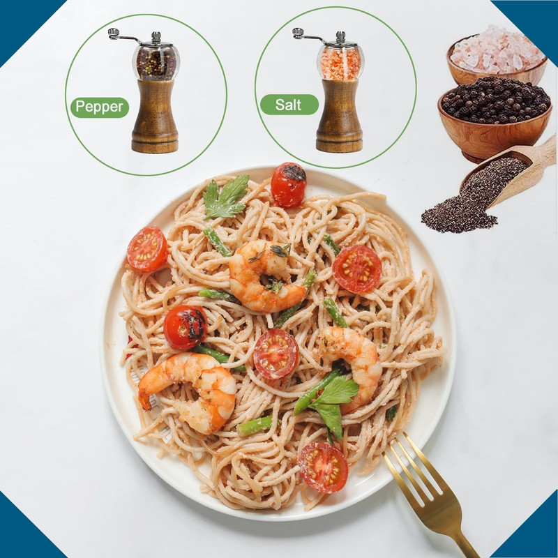 VEIZIBEE Pepper Mills, Classical Roast Black Manual Pepper Grinder Set，Hand