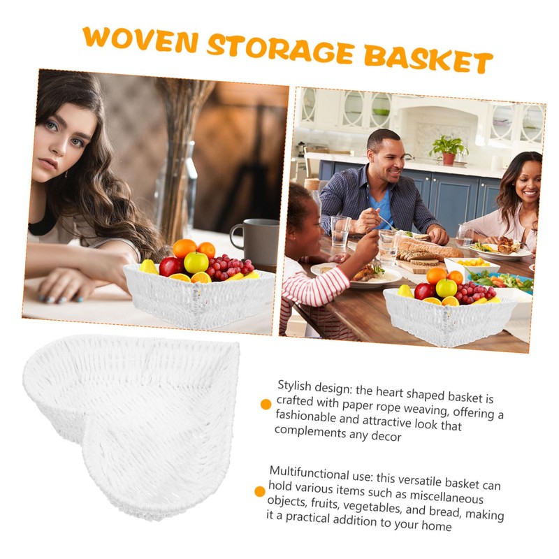 ABOOFAN Heart Shaped Storage Imitation Woven Rattan for Fruits Vegetables