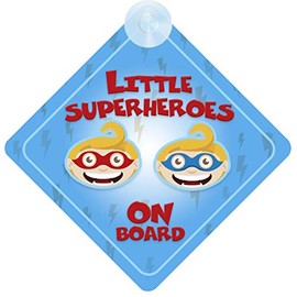 Children on Board Car Sign - Little Superheroes Design with Strong Suction Cup | QG Ltd