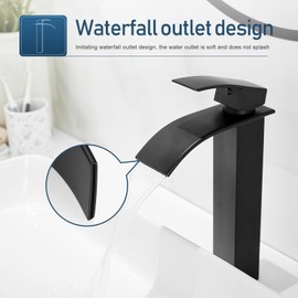 GENBONS Vessel Sink Faucet Black Bathroom Faucets Tall Waterfall Bathroom Bowl Sink Faucet Rv Lavatory Faucet with cUPC Supply Hose