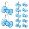 CTOHN 12-Piece Blue Bow Shower Curtain Hooks, Cute Stainless Steel
