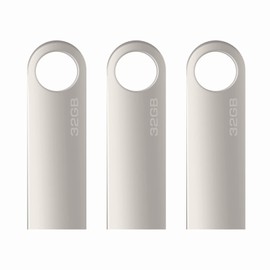 USB Stick 32 GB, Pack of 3 Mini USB Sticks 32 GB with Key Fob Memory Stick USB 2.0 Flash Drive USB Flash Drive 32 GB (Waterproof)