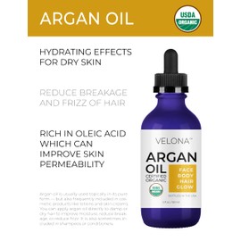 velona Argan Oil USDA Certified Organic - 2 oz (With Dropper) | 100% Pure and Natural | Morocco Oil | Unrefined, Cold Pressed…