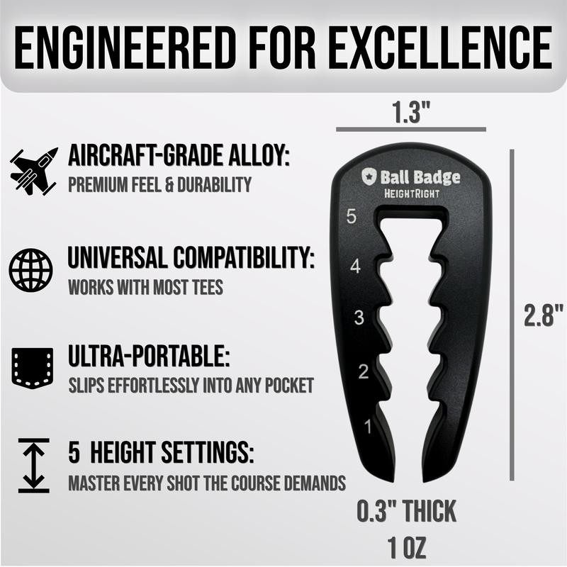 Ball Badge HeightRight Adjustable Golf Tee Height Tool – Precision