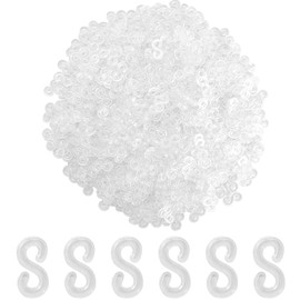 Disnace Connector S Clips Pack of 500 Loom Bands Clasps Colourful Rubber Loops Tool Refill S Clips Loops Bracelet Plastic Loops for Connecting Loom Band Bracelets Jewellery Accessories (White)