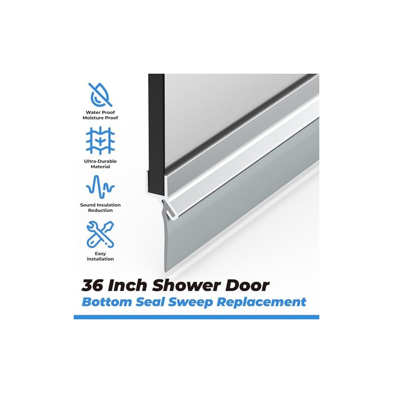 PalpitateC Shower Door Bottom Seal - 36" Long Angled Vinyl
