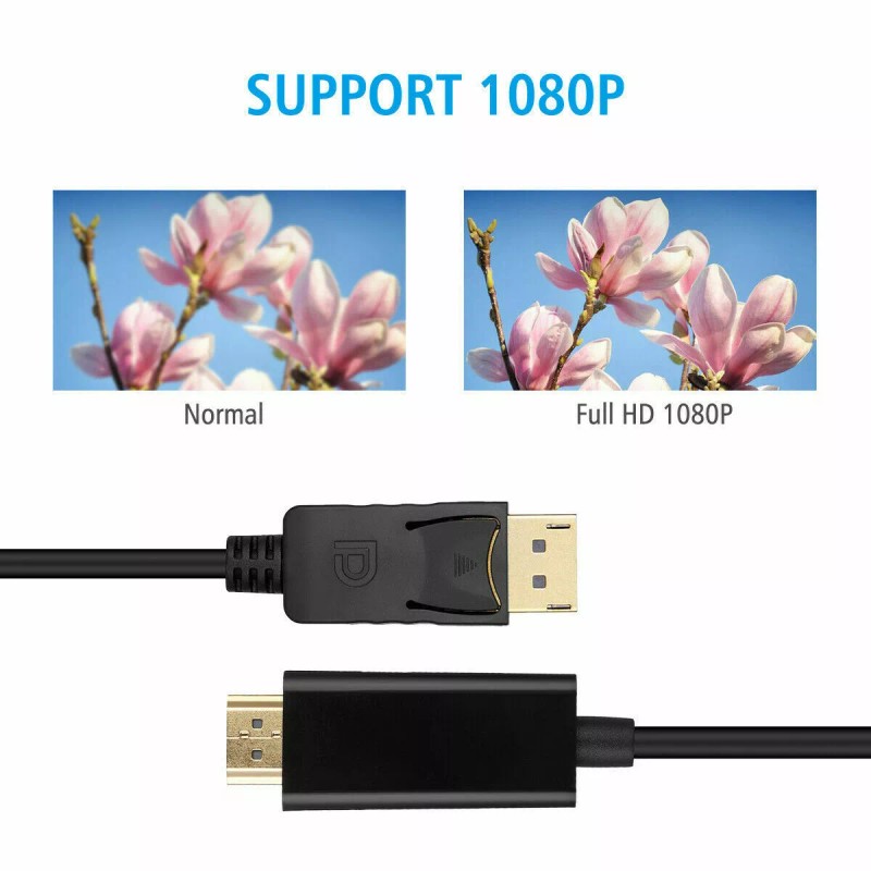 Unbranded 6FT Display Port DP to HDMI Cable Adapter Converter