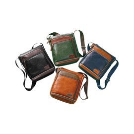 BELLUNA MEN'S STYLE 397556 Men's Triple Zipper Shoulder Bag [Crocodile] Fits A4 Size Zipper Pockets, green (dark green)