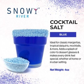 Snowy River Blue Cocktail Salt - Naturally Colored Margarita Salt, Margarita Rimmer, Beverage Rimmer, Decorative Cocktail Rimming (4oz Bag)
