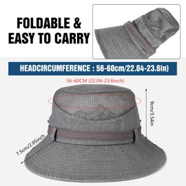 AYPOW Cotton Sun Protection Hat Cap, Wide Brim Mesh Breathable Outdoor Lightweight Packable Safari Fishing Boonie Bucket Hat with Adjustable Chin Strap for Men Women Summer Camping Hiking Traveling