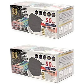 Alpha Disposable Masks Colored Non-Woven Masks Regular Size 50 Pieces (2 Boxes, Gray)