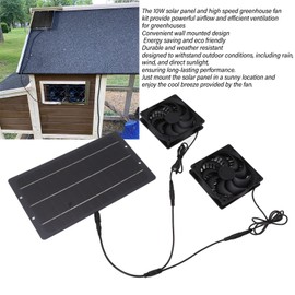 10W Solar Panel Fan Kit, Solar Dual Exhaust Fan Wall Mounted, Solar Cooling Ventilation Fan for Chicken Coop, Shed, Pet House