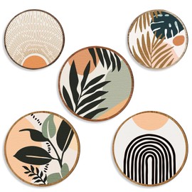 Chihutown Boho Wall Art Decor Set of 5, Bohemian Wooden Wall Decor for Living Room, Neutral Geometric Wall Hangings, Aesthetic Minimalist Wall Decor for Bed Room, Apartment, Farmhouse