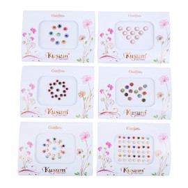Bindi Pack of 6 Crystal Designer Bindis Jewel for Forehead Face Tikka Multicolored Bindiya Stickers Adhesive Stone Indian Traditional Bindi Body Tattoos for Women Girls Bride Mothers day mom Gifts