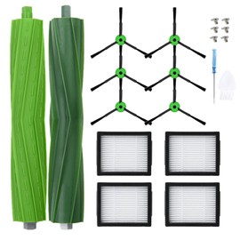 LOVECO Replacement Parts Compatible with iRobot Roomba i7 i7+ j7 j7+ E5 E6 E7 i8 i6 i5 i4 i3 i2 i1 j8 j6 j5 and Plus version, 1 set of rubber brushes, 4 high-performance filters, 6 side brushes