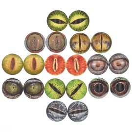 10 Pairs 30mm Glow in the Dark Glass Dinosaur Eyes Round Dome Glass Cabochons Flatback for DIY Craft Clay Animal Lizard Eyes
