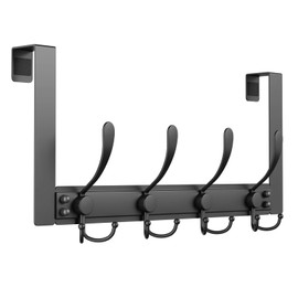 WLCSNG Heavy Duty Over The Door Hooks Rustproof - 25lb Over The Door Towel Rack, Over The Door Towel Hook, Door Hanger for Bathroom, Coat Rack Dorm Room Essentials (1Pack,Black)
