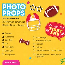 Big Dot of Happiness in My Football Era - Red and Gold Sports Party Photo Booth Props Kit - 20 Count